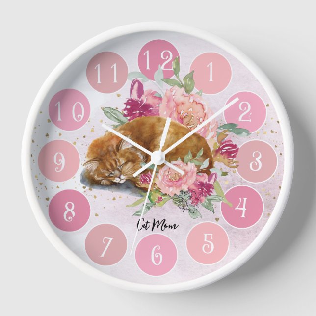 Reloj Niños ilustraciones gatos naranjas (Anverso)