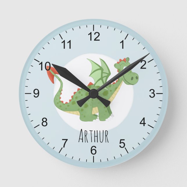 Reloj Niños Magical Dragón Verde Personalizado Niñera (Anverso)