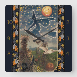 Reloj nocturno de Halloween estrellado