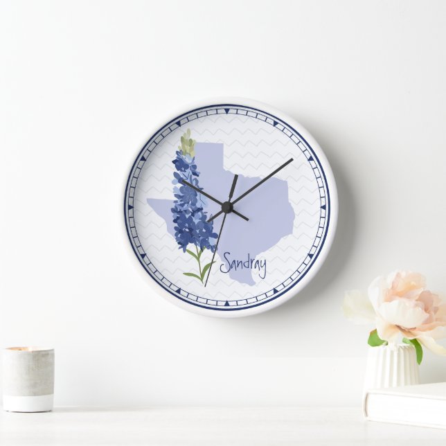 Reloj Nombre Bluebonnet Texas (Hogar)