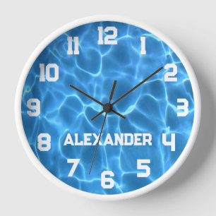 Reloj Nombre de atleta Piscina de natación azul acuático