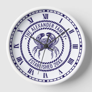 Reloj Nombre de familia del cangrejo vintage #1 Fecha Es