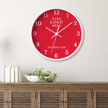 Reloj Nombre de la empresa Logotipo de negocio Marca roj<br><div class="desc">Wall Clocks con el logotipo de la empresa hacen regalos promocionales exclusivos de la empresa. Personalice su nombre y logotipo de negocios. Los relojes del logo también hacen grandes regalos de agradecimiento a los empleados.</div>