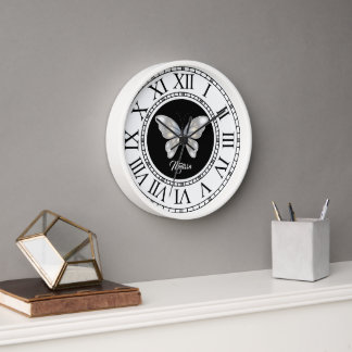 Reloj Nombre de la mariposa blanco negro número ROMANO m