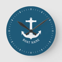 Reloj Nombre del barco azul del océano náutico minimalis