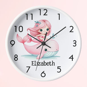 Reloj Nombre del chica rosa de la ballena de sirena