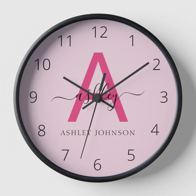 Reloj Nombre del Monograma de Giro de Guión Moderno Cali (Anverso)