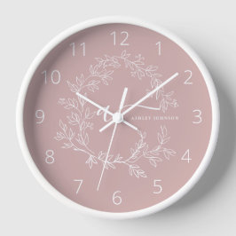 Reloj Nombre del Monograma de Rubor Dusty Pink Moderne S