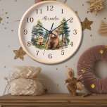 Reloj Nombre personalizado Animales de Woodland<br><div class="desc">Trae el encanto del bosque a tu casa con nuestro Reloj de Animales Bosques de Woodland. Este reloj, adornado con encantadores ilustraciones de criaturas boscosas en medio de un frondoso paisaje forestal, le da un toque caprichoso a cualquier habitación de su casa. Diseñado con precisión y atención a los detalles,...</div>