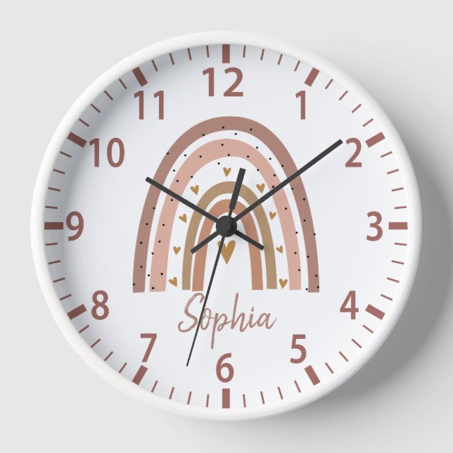 Reloj Nombre personalizado estilo arcoiris moderno boho (Anverso)