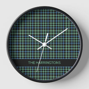 Reloj Nombre Personalizado Patrón de Cuadros / Tartán