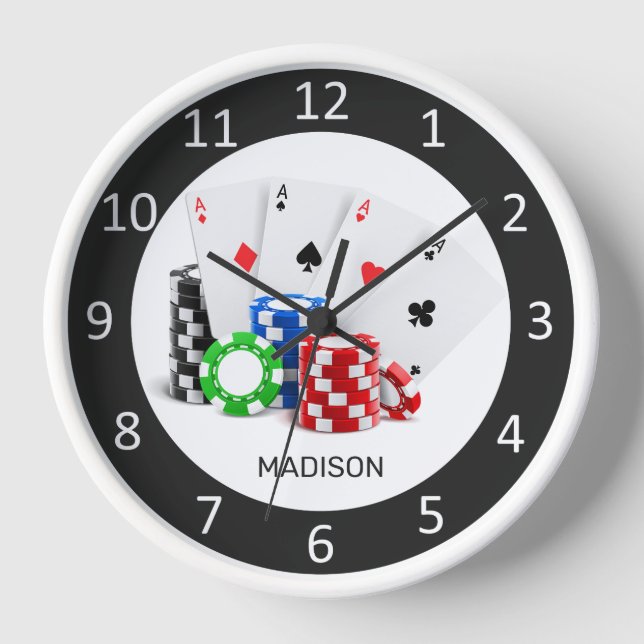 Reloj Nombre personalizado Poker / Casino (Anverso)