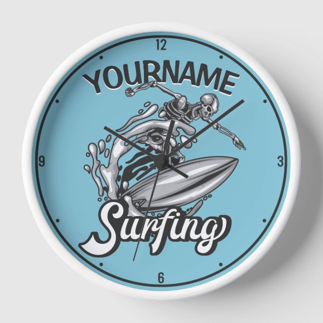 Reloj NOMBRE Personalizado Surfista Big Wave Skeleton Su (Anverso)
