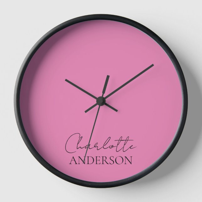 Reloj Nombre simple Minimalista moderno Rosa (Anverso)