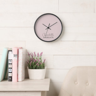 Reloj Nombre simple Minimalista moderno Rubor Rosa