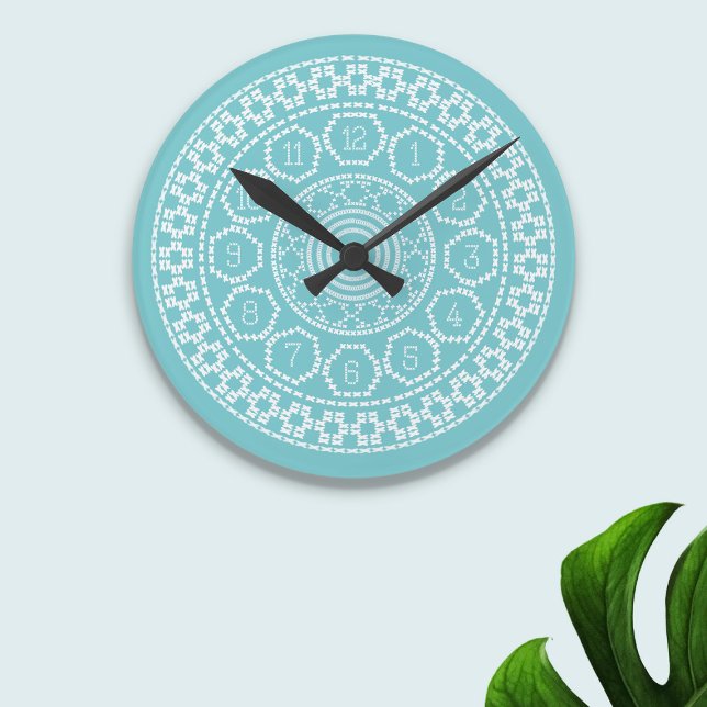 Reloj nórdico de pared de fondo (Inspired by nordic cross stitches. A fun clock to put on your wall)