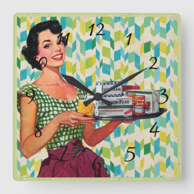 Reloj Nostalgic Vintage Retro Lady Kitchen (Anverso)
