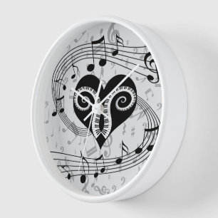 Reloj Notas musicales claves de corazón y piano
