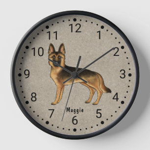 Reloj numerado de perro pastor alemán de color neg
