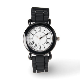Reloj numérico romano Purpurina plateado