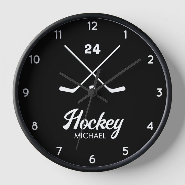 Reloj Número de nombre del jugador de hockey personaliza (Anverso)