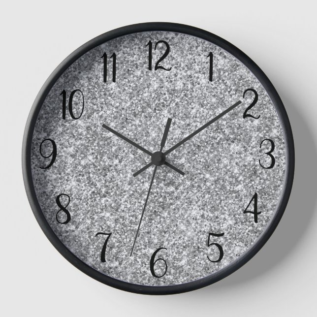 Reloj Número negro con brillo plateado (Anverso)