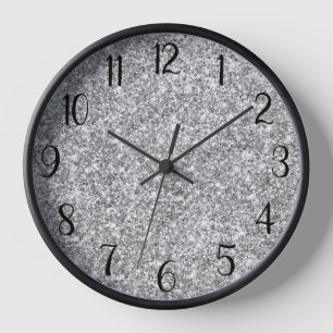 Reloj Número negro de Purpurina plateado