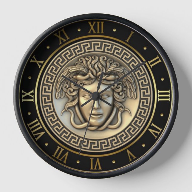Reloj Número romano de la clave griega del gorgón Medusa (Anverso)