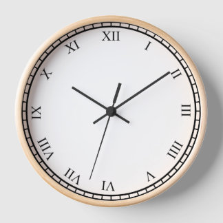 Reloj Número romano negro y marco de madera natural de m