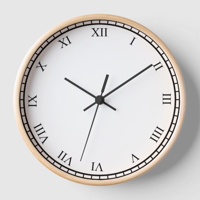 Reloj Número romano negro y marco de madera natural de m (Anverso)