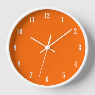 Reloj Números blancos de Naranja sólido