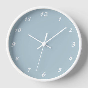 Reloj Números blancos elegantes   Azul Pastel clásico