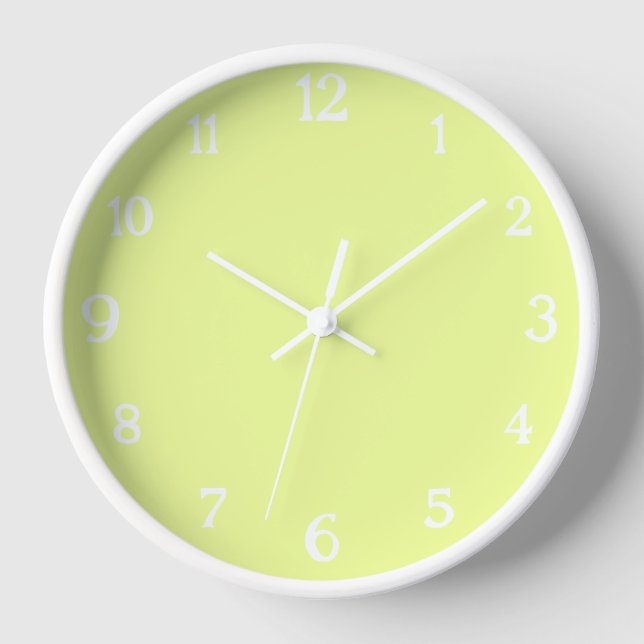 Reloj Números blancos elegantes | Classic Pastel Lime (Anverso)