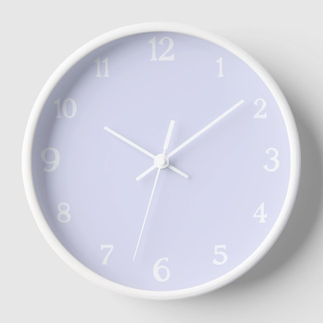 Reloj Números blancos elegantes | Lavender Pastel clásic (Anverso)