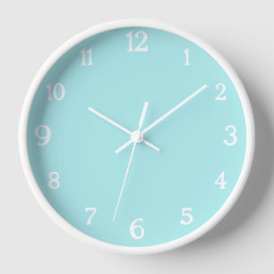 Reloj Números blancos elegantes Turquesa Pastel clásic