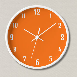 Reloj Números blancos modernos   Naranja Clásico Neon Su