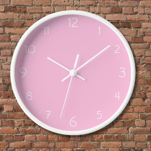 Reloj Números Blancos Modernos Rosa Algodón de Azúcar
