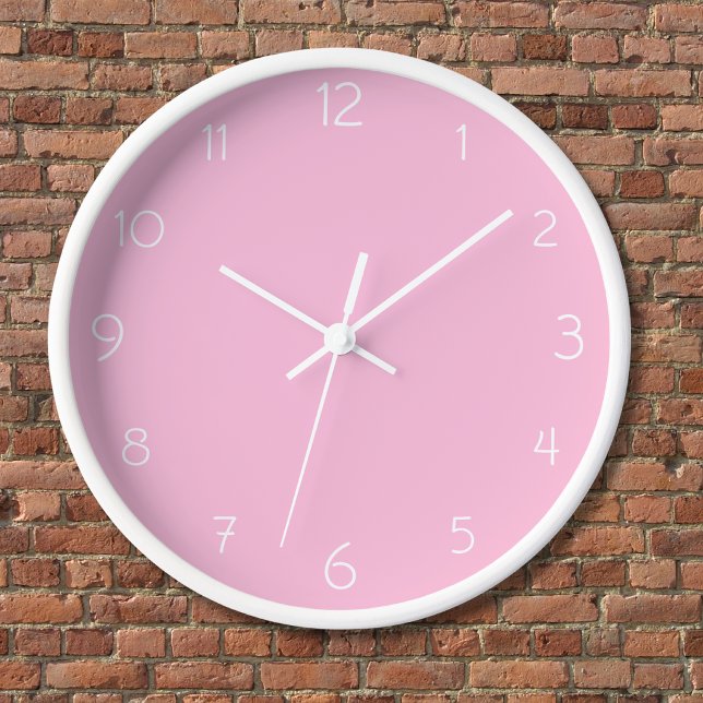 Reloj Números Blancos Modernos | Rosa Algodón de Azúcar  (Subido por el creador)