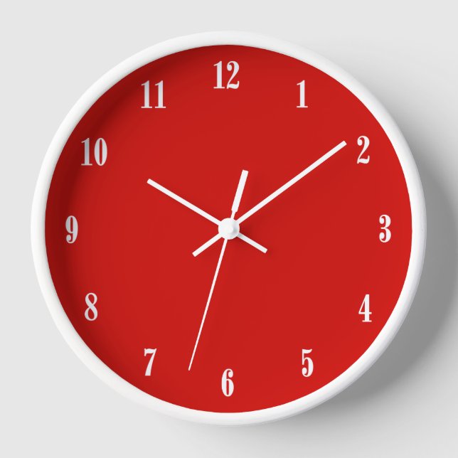 Reloj Números blancos rojos sólidos (Anverso)