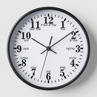 Reloj Números de letras hebreas