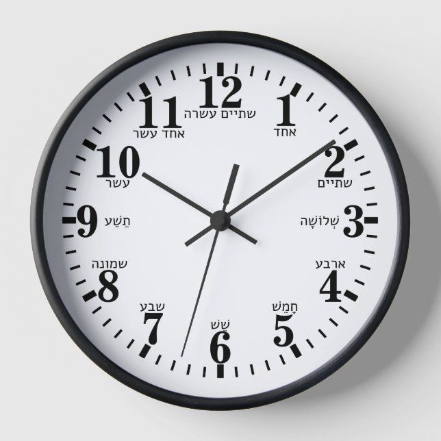 Reloj Números de letras hebreas (Anverso)