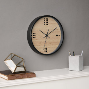 Reloj Números De Puntos Contemporáneos En Faux Wooden