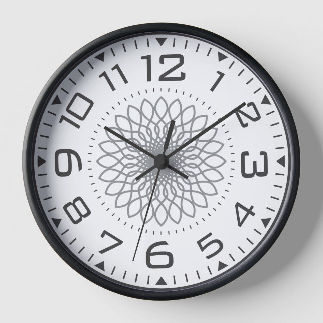 Reloj Números geométricos modernos de Mandala en blanco  (Anverso)