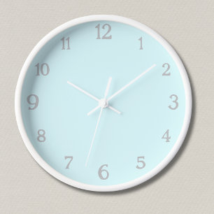 Reloj Números Gris Luminosos Elegantes   Classic Pastel 