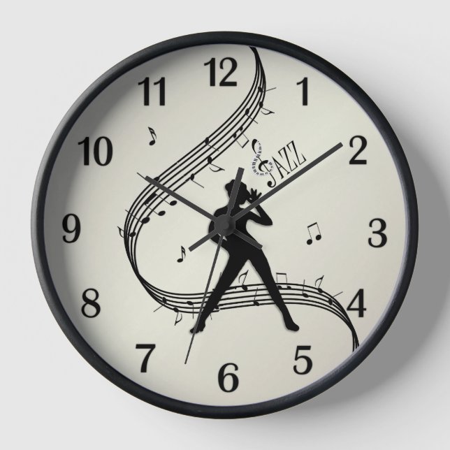 Reloj Números negros de oro del baile de jazz (Anverso)
