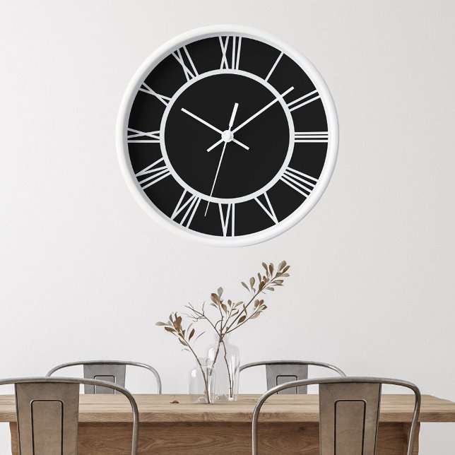 Reloj Números romanos blancos Marco de madera blanca cir (White Roman Numbers Circle White Wooden Frame Clock)