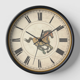RELOJ NÚMEROS ROMANOS RÚSTICOS CABALLO ANTIGUO