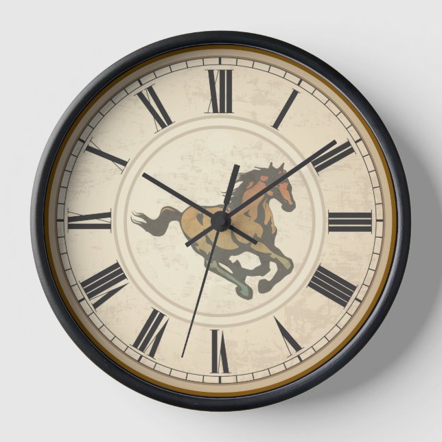 RELOJ NÚMEROS ROMANOS RÚSTICOS CABALLO ANTIGUO (Anverso)