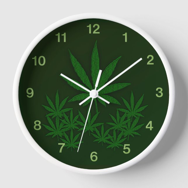 Reloj Números verdes de maleza verde (Anverso)