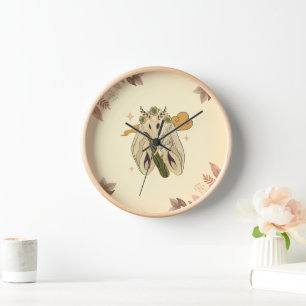 Reloj Obra gráfica mística, polilla de color beige